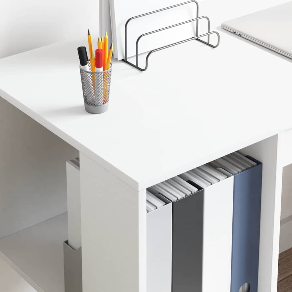 vidaXL Desk with Shelf White 130 x 50.5 x 75 cm Engineered Wood