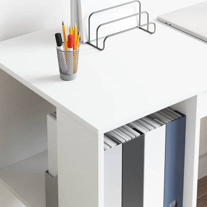 vidaXL Desk with Shelf White 130 x 50.5 x 75 cm Engineered Wood