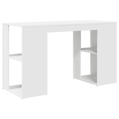 vidaXL Desk with Shelf White 130 x 50.5 x 75 cm Engineered Wood