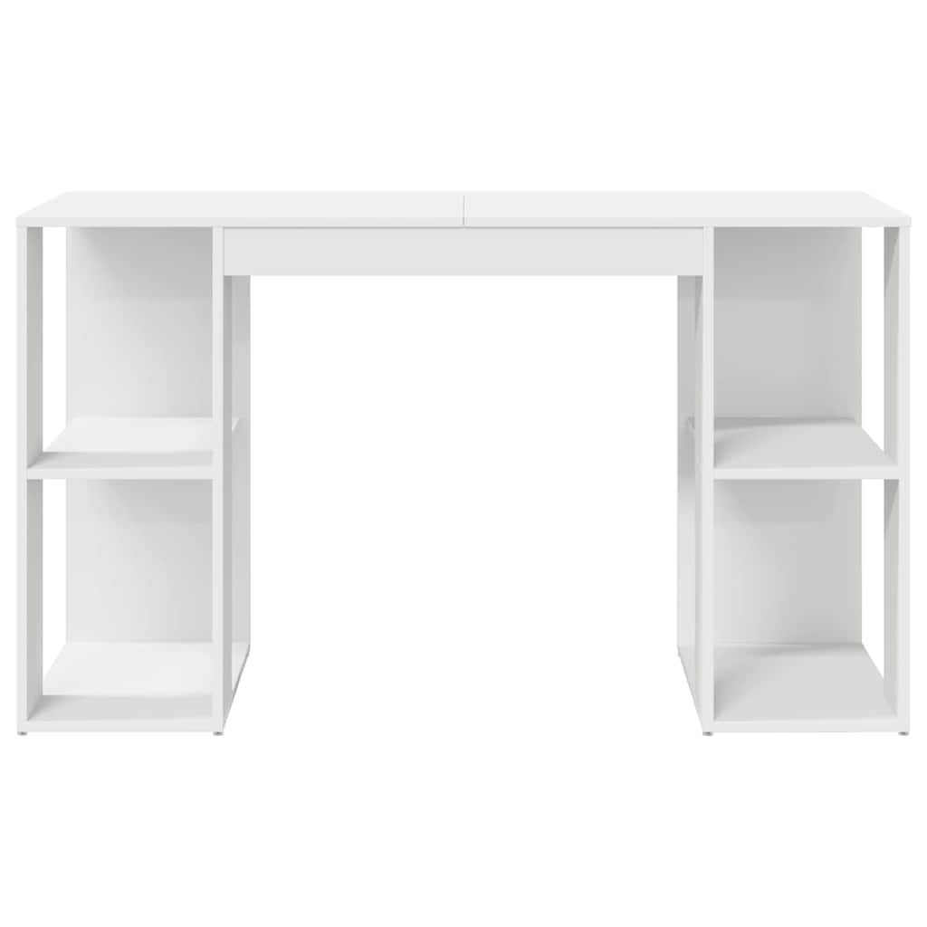 vidaXL Desk with Shelf White 130 x 50.5 x 75 cm Engineered Wood