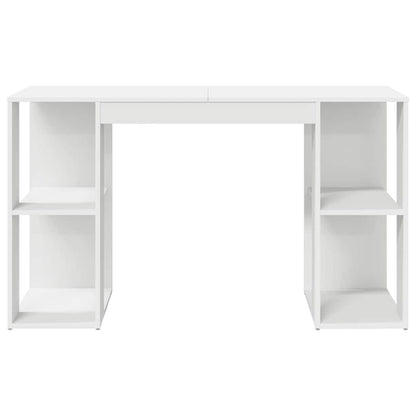 vidaXL Desk with Shelf White 130 x 50.5 x 75 cm Engineered Wood
