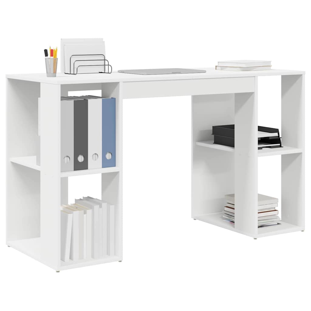 vidaXL Desk with Shelf White 130 x 50.5 x 75 cm Engineered Wood