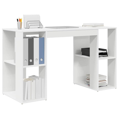 vidaXL Desk with Shelf White 130 x 50.5 x 75 cm Engineered Wood