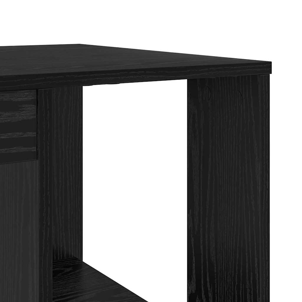 vidaXL Desk with Shelf Black Oak 130 x 50.5 x 75 cm Engineered Wood