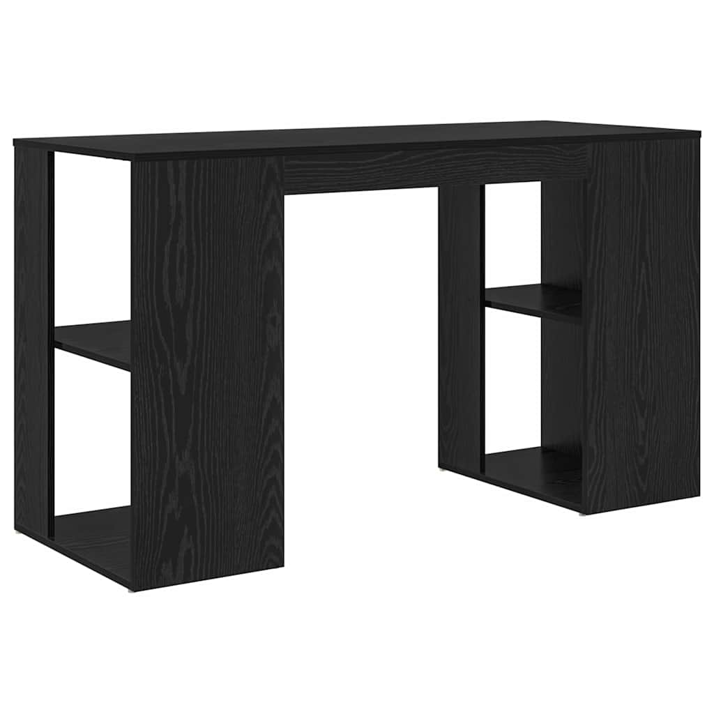 vidaXL Desk with Shelf Black Oak 130 x 50.5 x 75 cm Engineered Wood