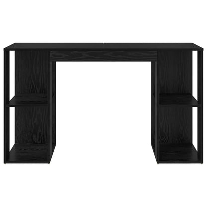 vidaXL Desk with Shelf Black Oak 130 x 50.5 x 75 cm Engineered Wood