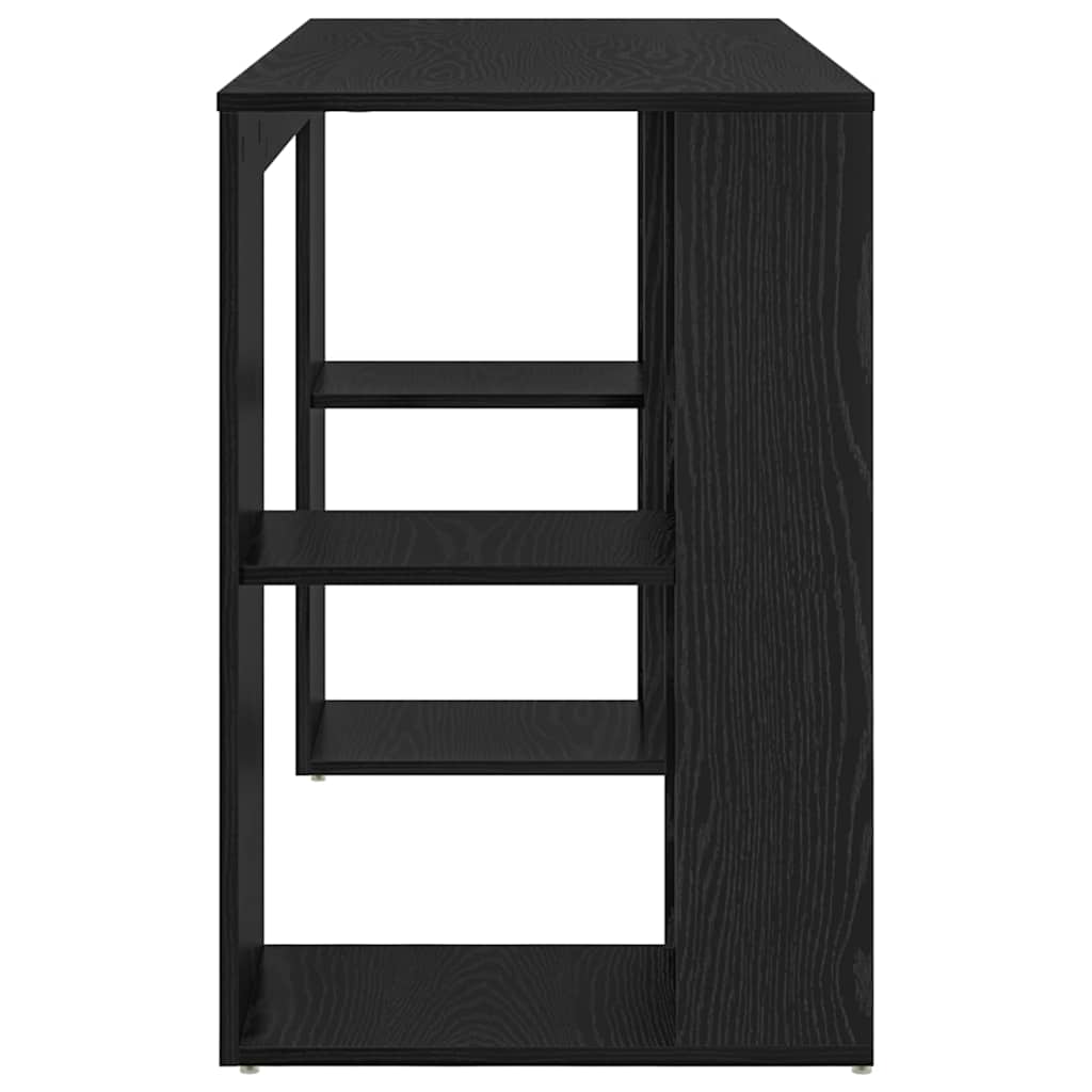 vidaXL Desk with Shelf Black Oak 130 x 50.5 x 75 cm Engineered Wood