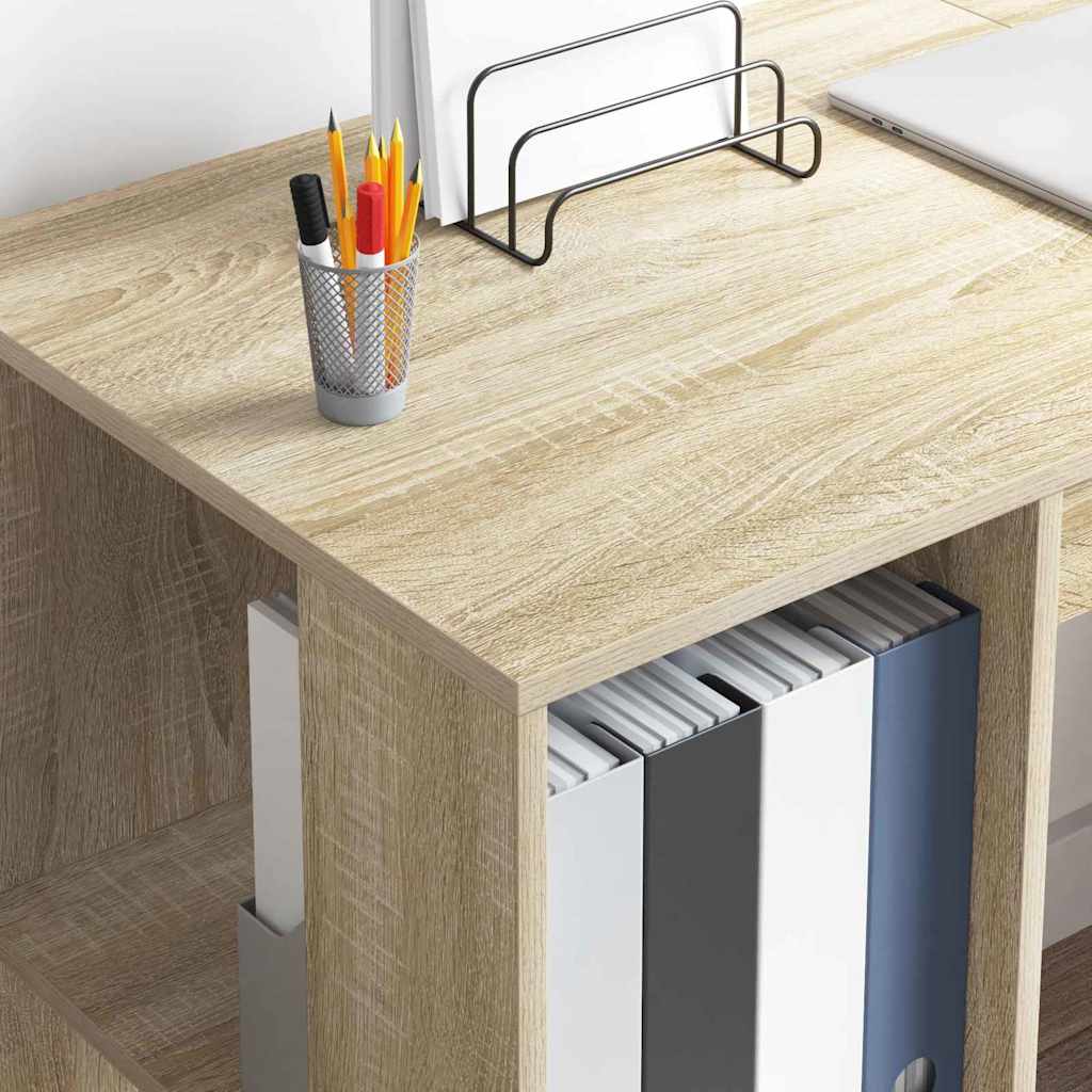 vidaXL Desk with Shelf Sonoma Oak 130 x 50.5 x 75 cm Engineered Wood