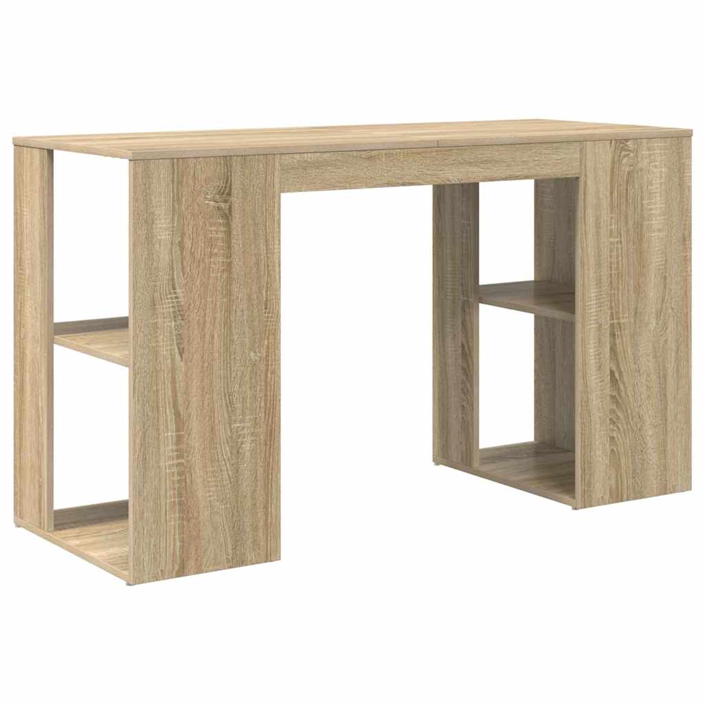 vidaXL Desk with Shelf Sonoma Oak 130 x 50.5 x 75 cm Engineered Wood