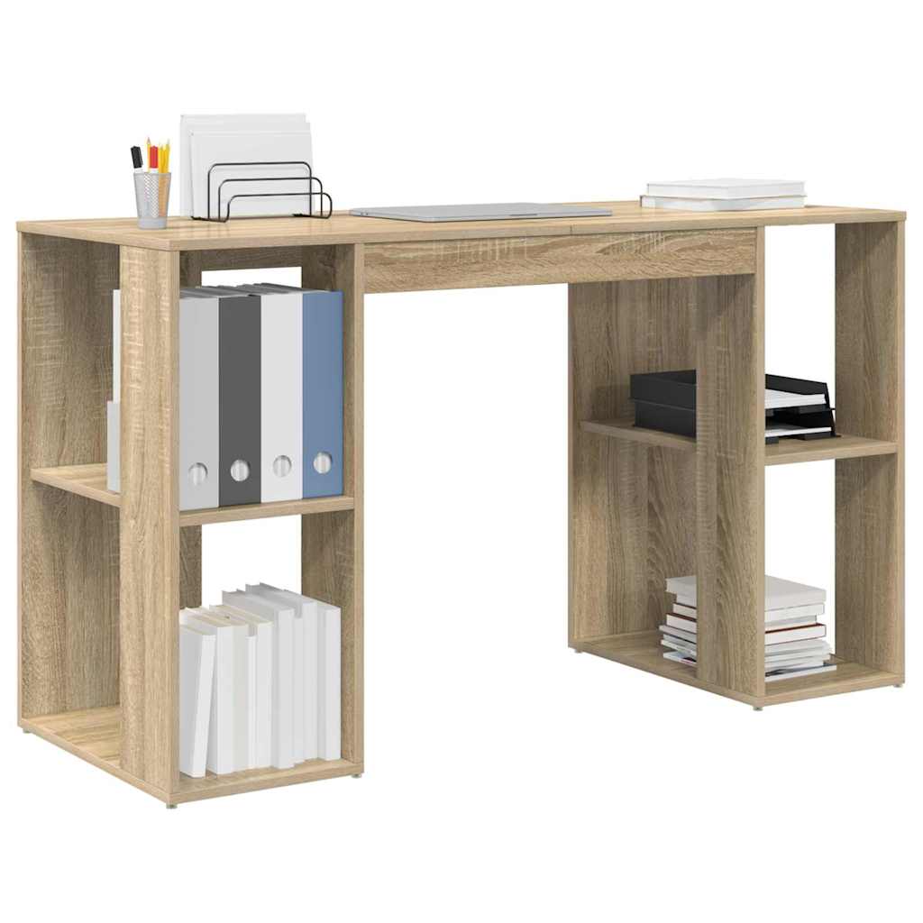 vidaXL Desk with Shelf Sonoma Oak 130 x 50.5 x 75 cm Engineered Wood