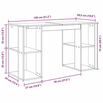 vidaXL Desk with Shelf Sonoma Oak 130 x 50.5 x 75 cm Engineered Wood