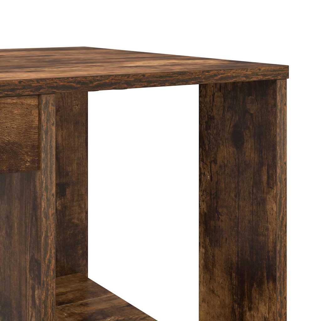 vidaXL Desk with Shelf Smoked Oak 130 x 50.5 x 75 cm Engineered Wood