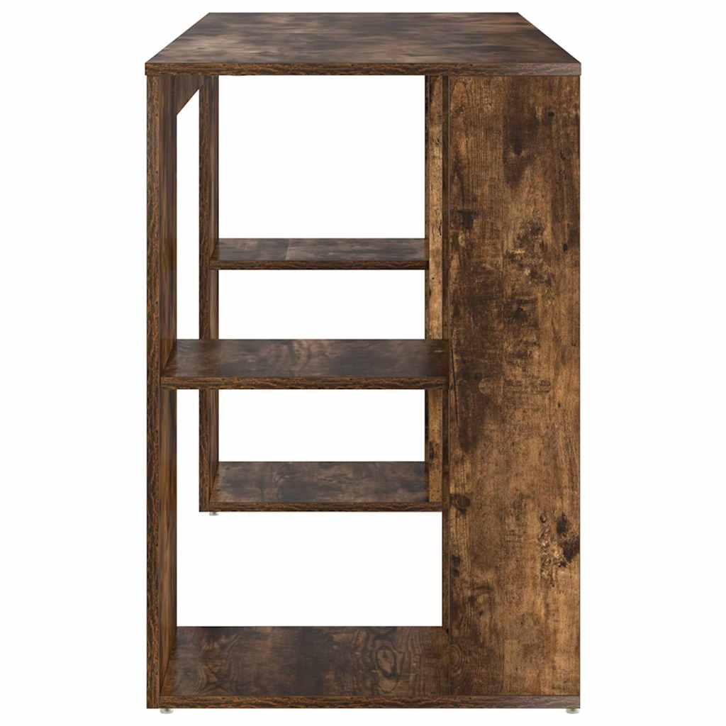 vidaXL Desk with Shelf Smoked Oak 130 x 50.5 x 75 cm Engineered Wood