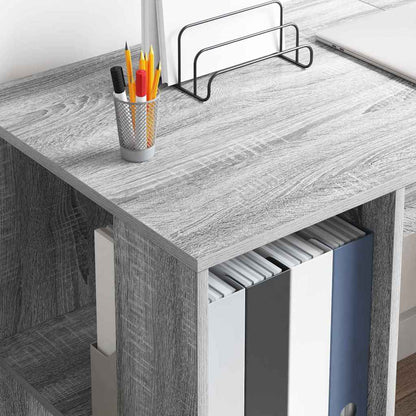 vidaXL Desk with Shelf Grey Sonoma 130 x 50.5 x 75 cm Engineered Wood
