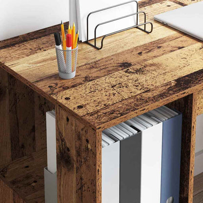 vidaXL Desk with Shelf Old Wood 130 x 50.5 x 75 cm Engineered Wood