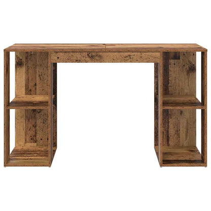 vidaXL Desk with Shelf Old Wood 130 x 50.5 x 75 cm Engineered Wood