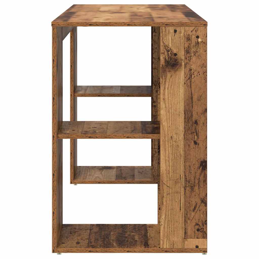 vidaXL Desk with Shelf Old Wood 130 x 50.5 x 75 cm Engineered Wood