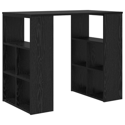vidaXL Desk with Shelf Black Oak 90 x 50 x 75 cm Engineered Wood