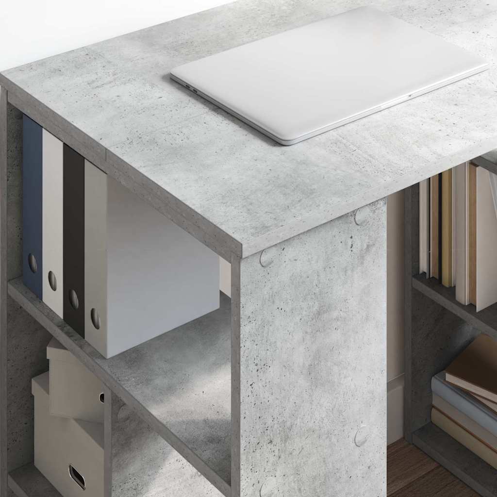vidaXL Desk with Shelf Concrete Grey 90 x 50 x 75 cm Engineered Wood