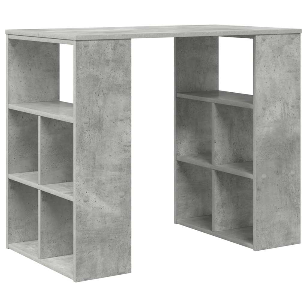 vidaXL Desk with Shelf Concrete Grey 90 x 50 x 75 cm Engineered Wood