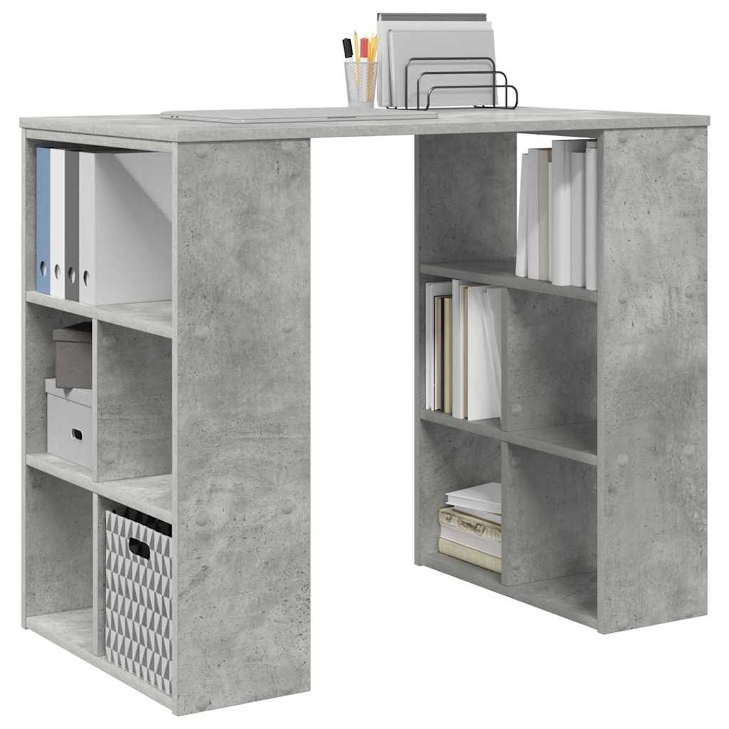 vidaXL Desk with Shelf Concrete Grey 90 x 50 x 75 cm Engineered Wood