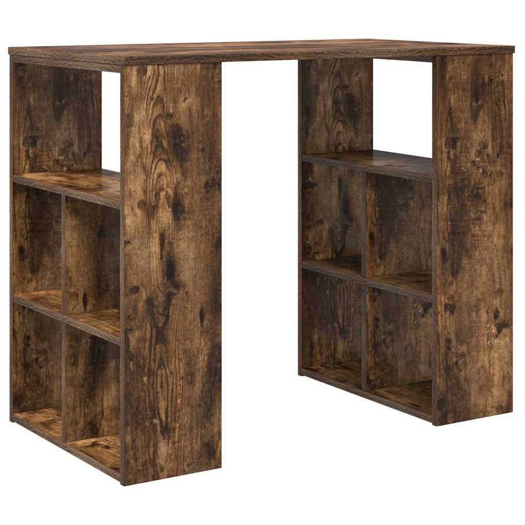 vidaXL Desk with Shelf Smoked Oak 90 x 50 x 75 cm Engineered Wood