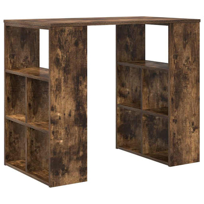vidaXL Desk with Shelf Smoked Oak 90 x 50 x 75 cm Engineered Wood