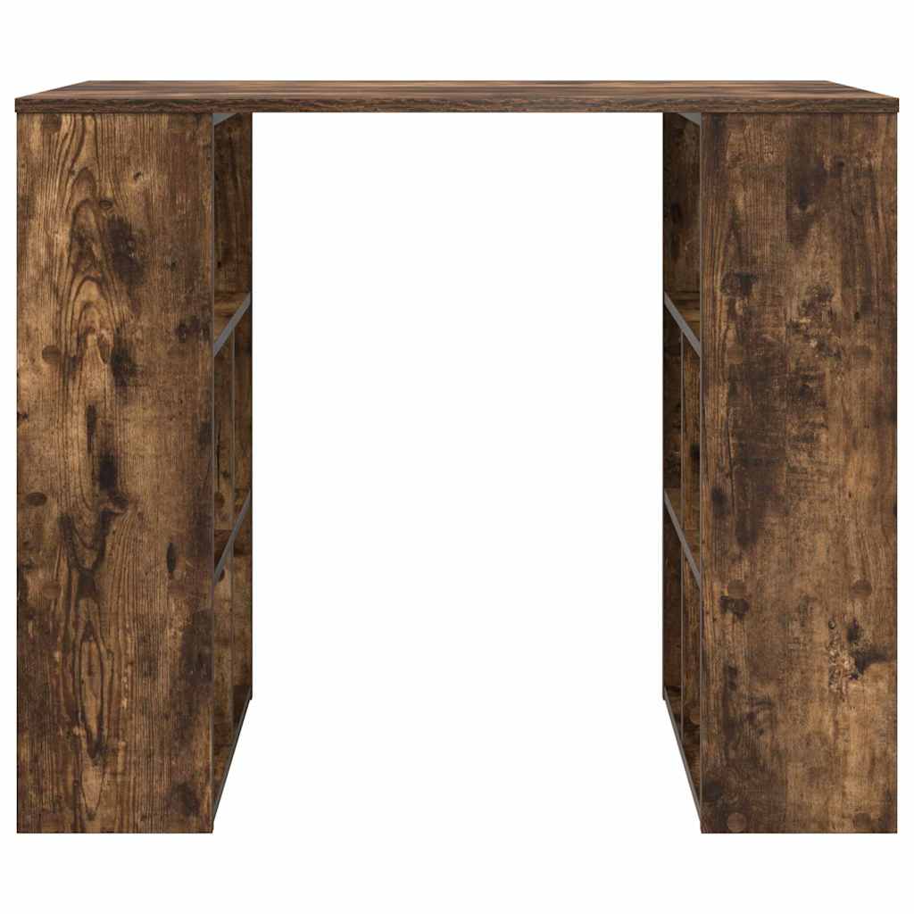 vidaXL Desk with Shelf Smoked Oak 90 x 50 x 75 cm Engineered Wood