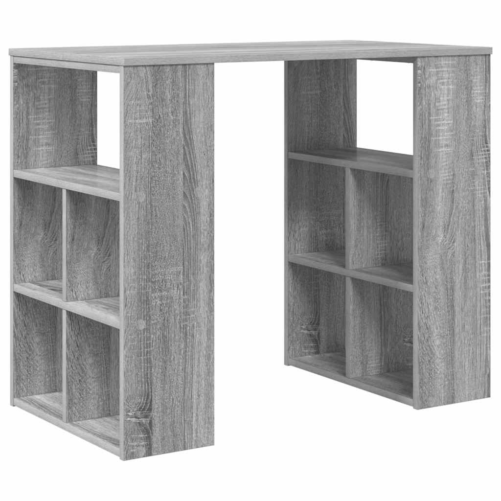 vidaXL Desk with Shelf Grey Sonoma 90 x 50 x 75 cm Engineered Wood