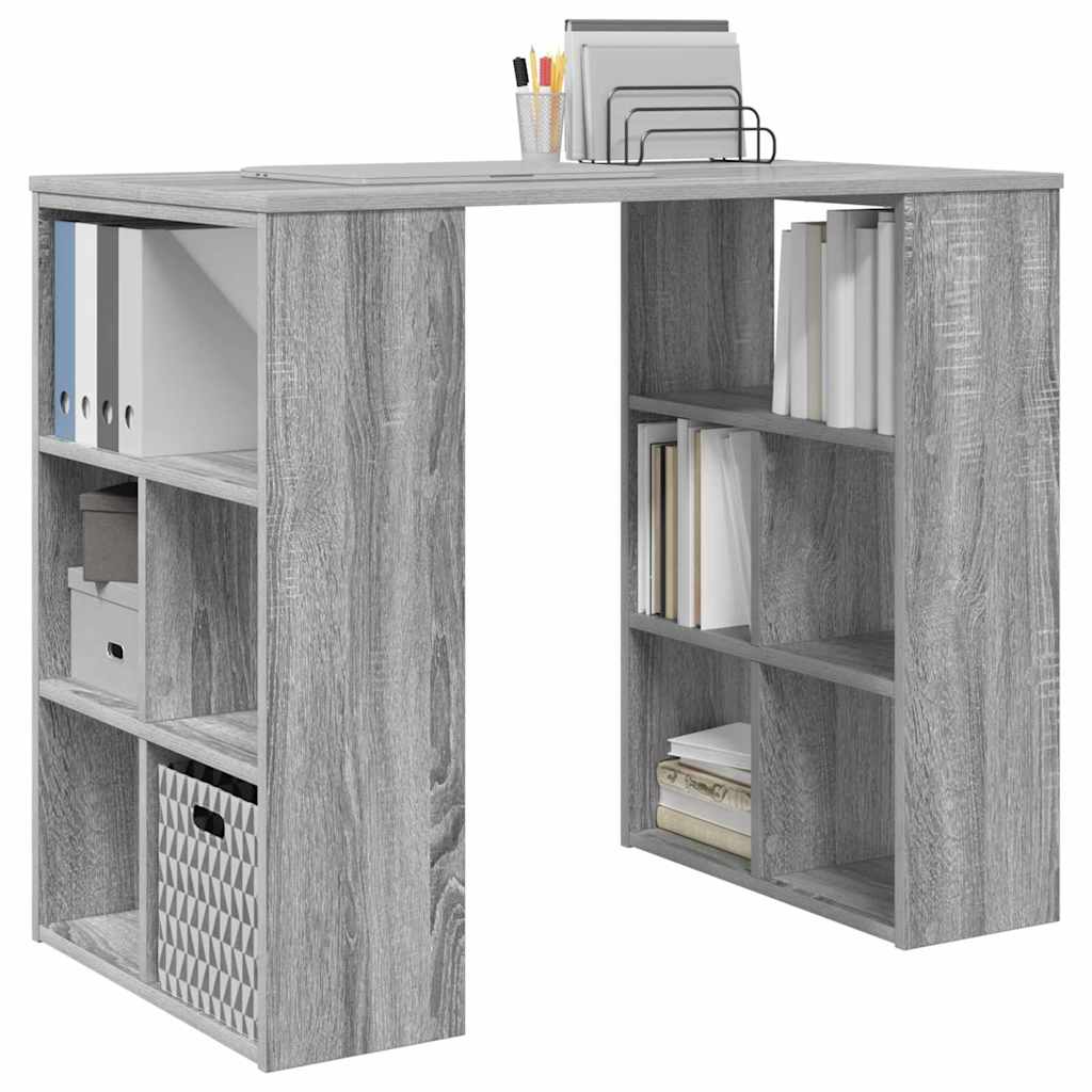 vidaXL Desk with Shelf Grey Sonoma 90 x 50 x 75 cm Engineered Wood