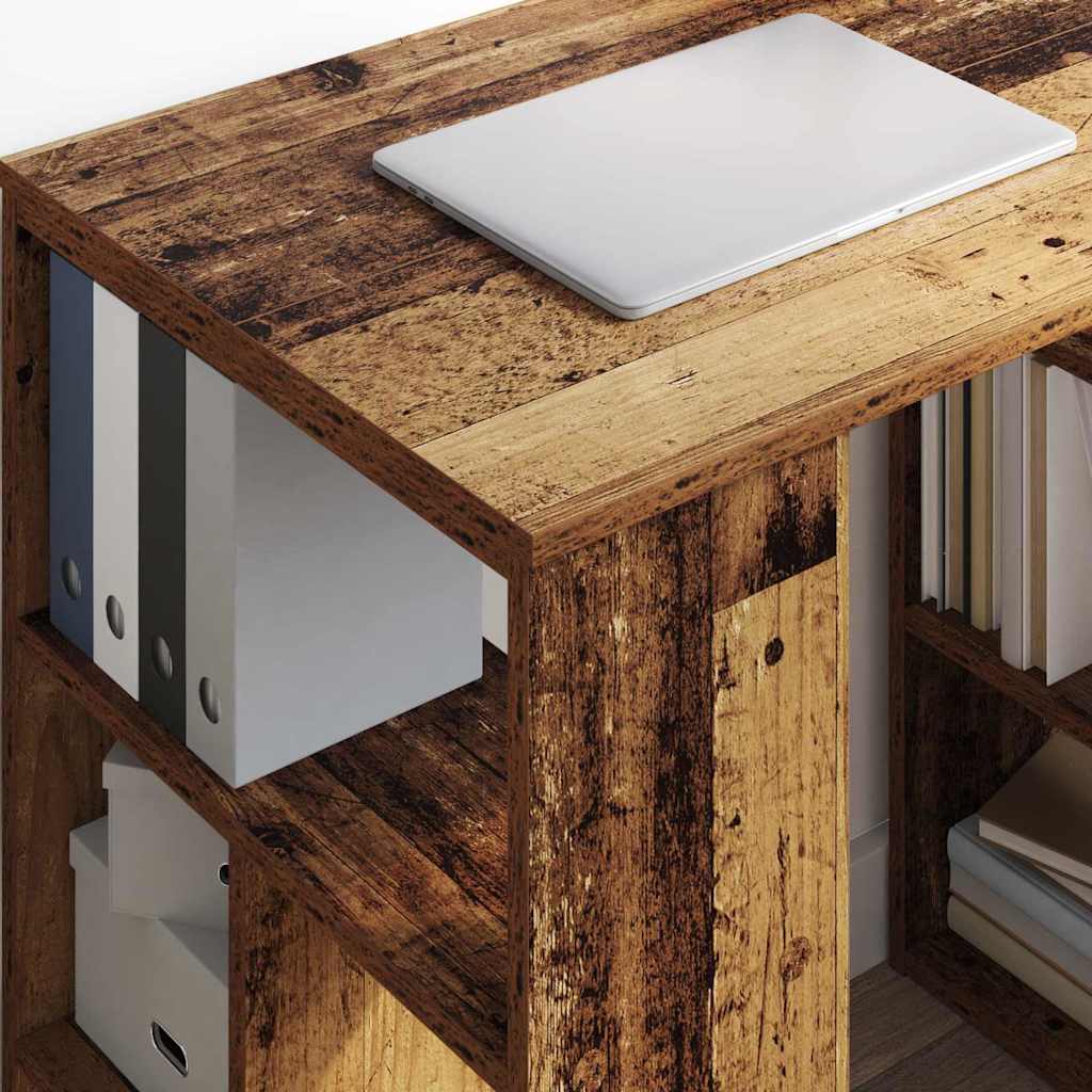 vidaXL Desk with Shelf Old Wood 90 x 50 x 75 cm Engineered Wood