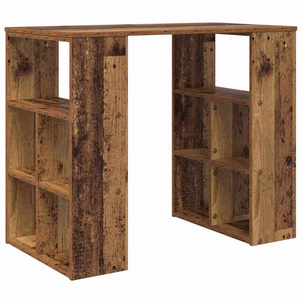 vidaXL Desk with Shelf Old Wood 90 x 50 x 75 cm Engineered Wood