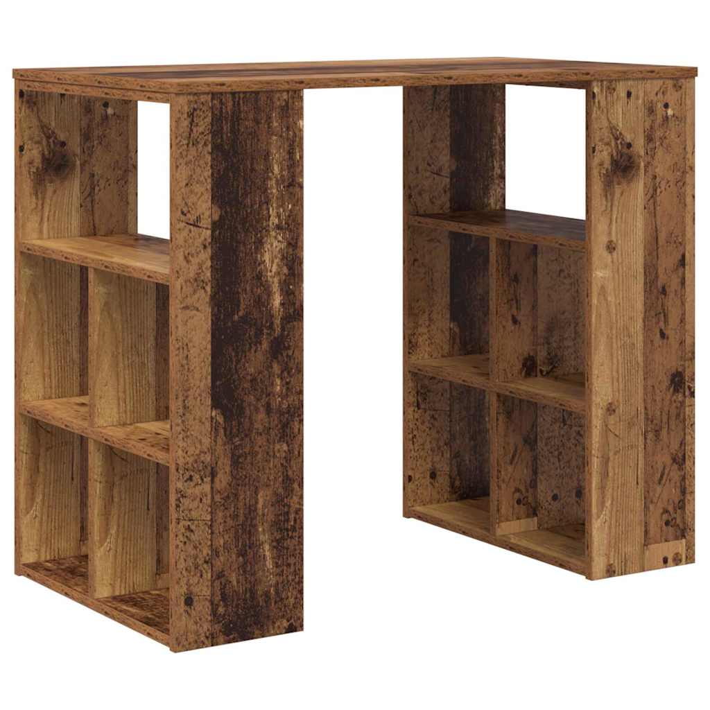 vidaXL Desk with Shelf Old Wood 90 x 50 x 75 cm Engineered Wood