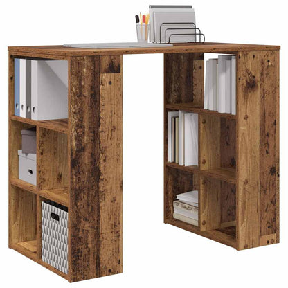 vidaXL Desk with Shelf Old Wood 90 x 50 x 75 cm Engineered Wood