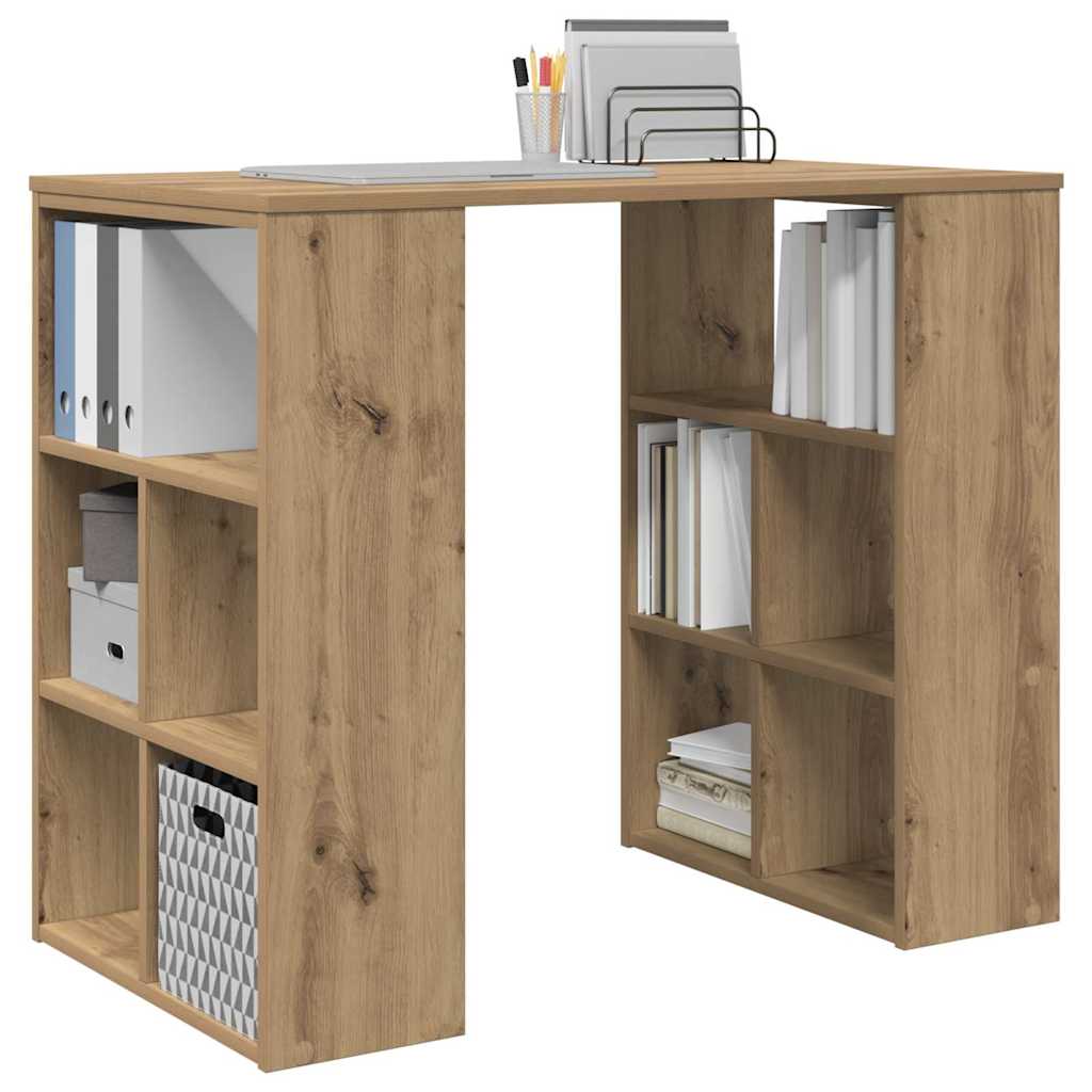 vidaXL Desk with Shelf Artisan Oak 90 x 50 x 75 cm Engineered Wood