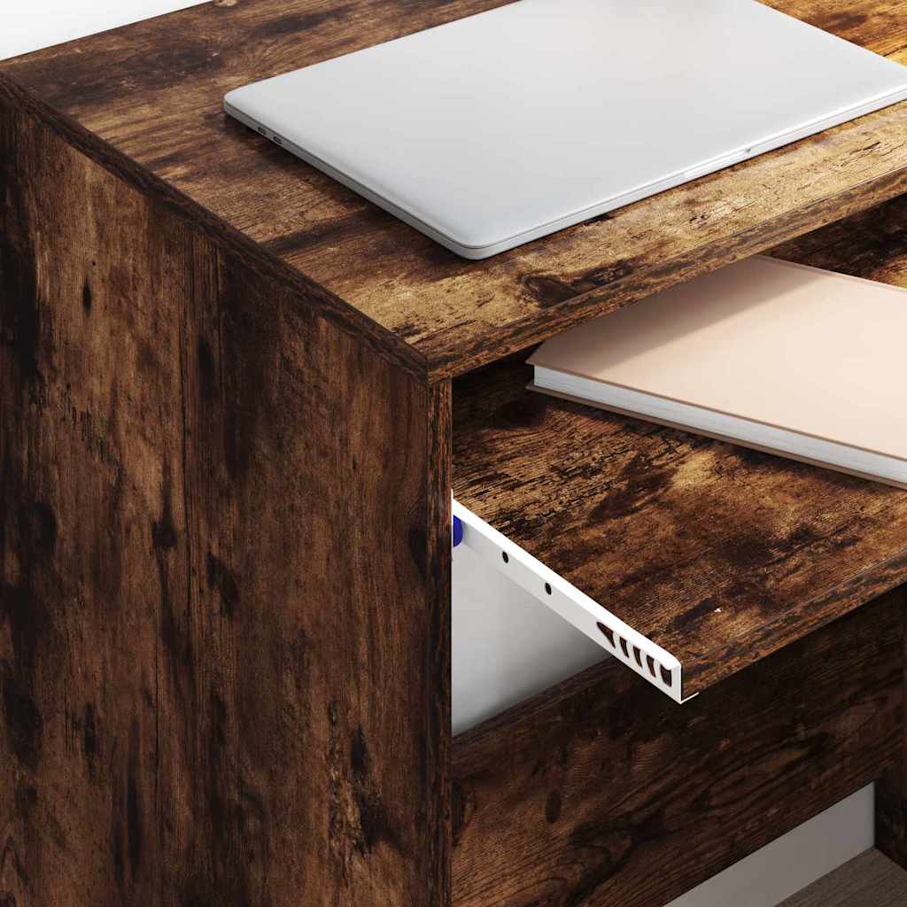 vidaXL Desk with Drawer Smoked Oak 77.5 x 43 x 79 cm Engineered Wood