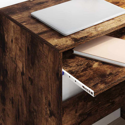 vidaXL Desk with Drawer Smoked Oak 77.5 x 43 x 79 cm Engineered Wood