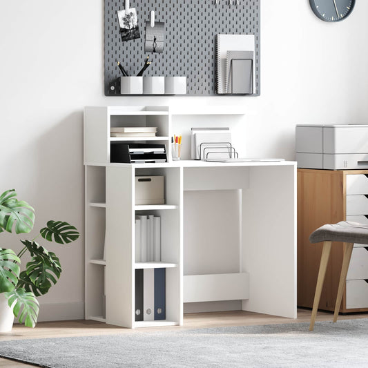 vidaXL Desk White Engineered Wood 90 x 48 x 101.5 cm