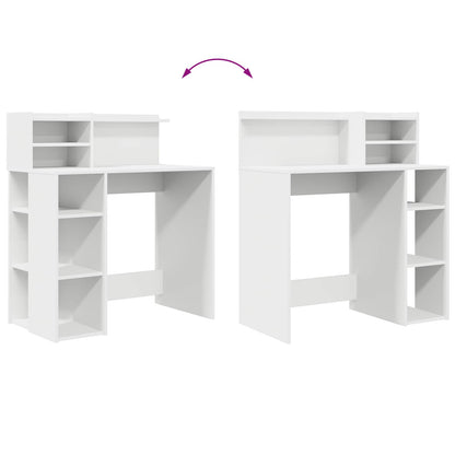 vidaXL Desk with Shelf White 90 x 48 x 101.5 cm Engineered Wood
