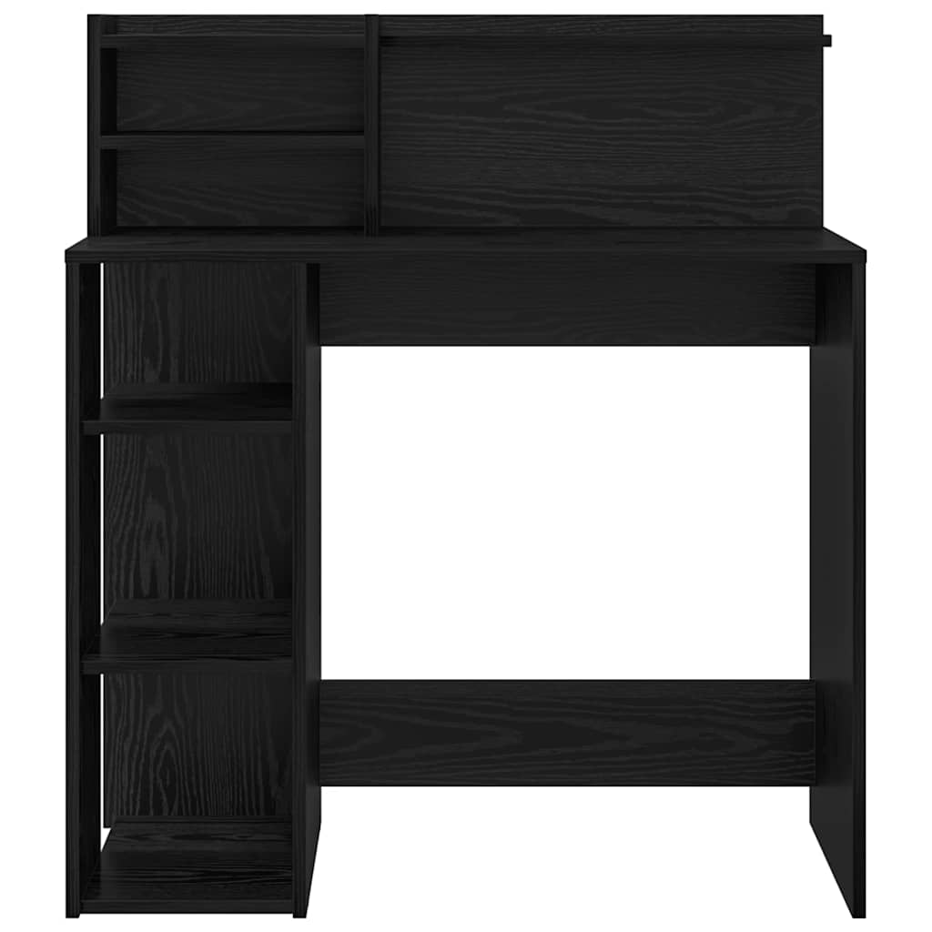 vidaXL Desk with Shelf Black Oak 90 x 48 x 101.5 cm Engineered Wood