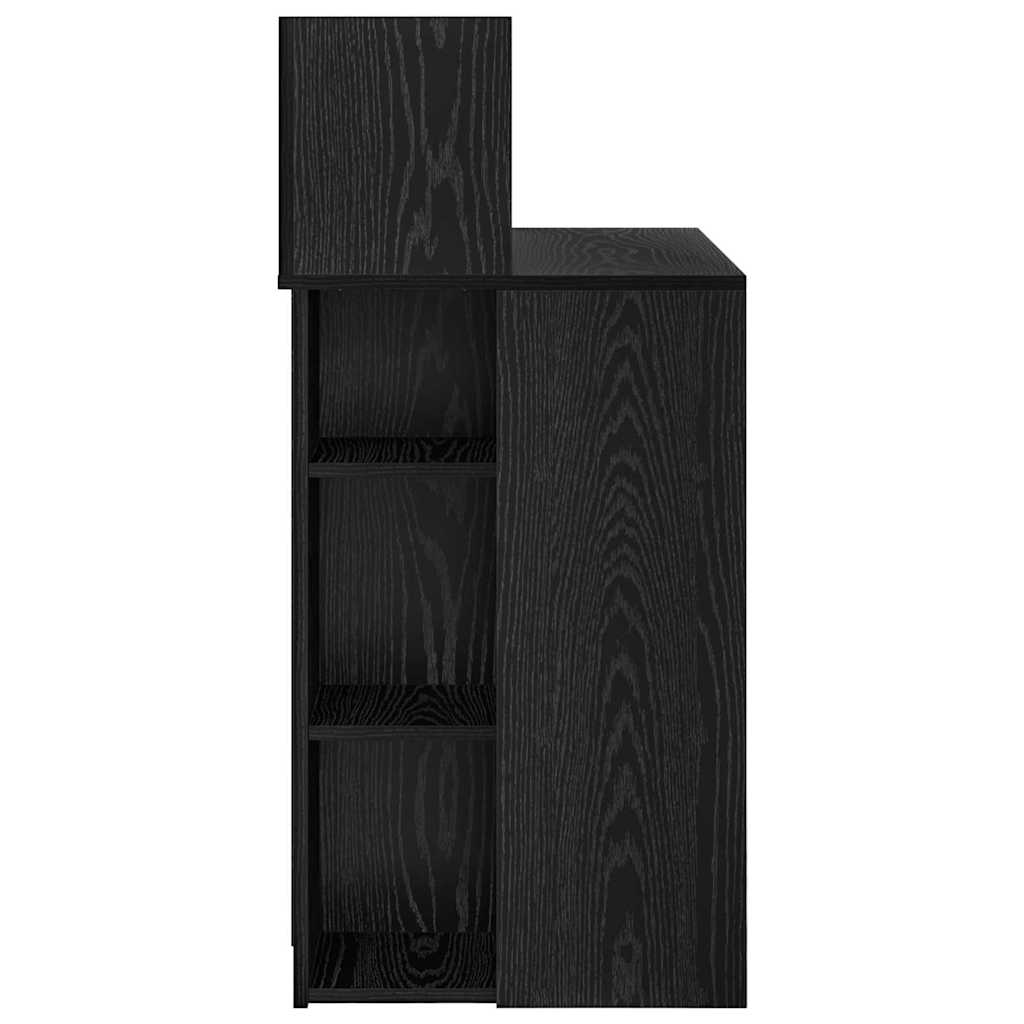 vidaXL Desk with Shelf Black Oak 90 x 48 x 101.5 cm Engineered Wood