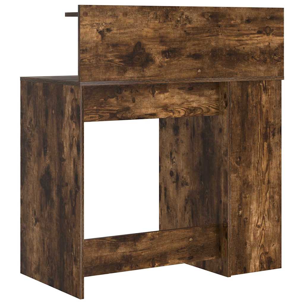 vidaXL Desk with Shelf Smoked Oak 90 x 48 x 101.5 cm Engineered Wood