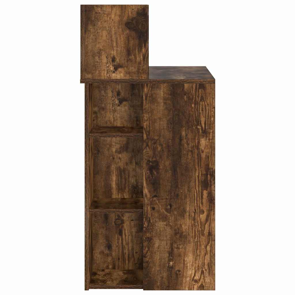 vidaXL Desk with Shelf Smoked Oak 90 x 48 x 101.5 cm Engineered Wood