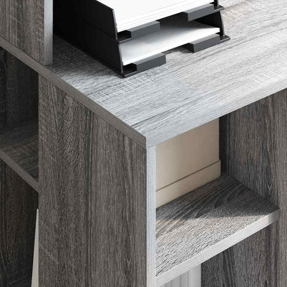 vidaXL Desk with Shelf Grey Sonoma 90 x 48 x 101.5 cm Engineered Wood