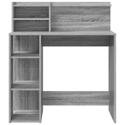 vidaXL Desk with Shelf Grey Sonoma 90 x 48 x 101.5 cm Engineered Wood