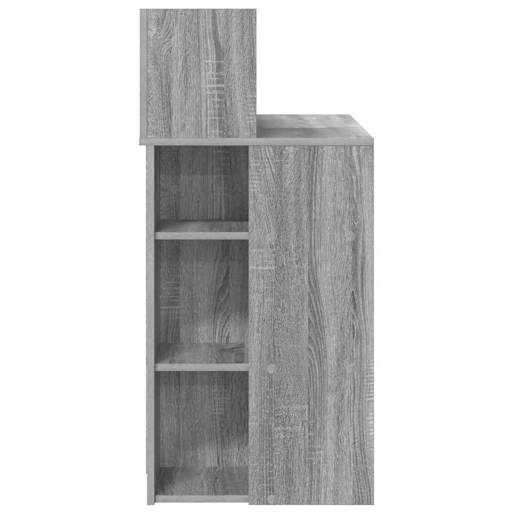 vidaXL Desk with Shelf Grey Sonoma 90 x 48 x 101.5 cm Engineered Wood