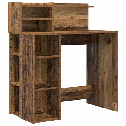 vidaXL Desk with Shelf Old Wood 90 x 48 x 101.5 cm Engineered Wood