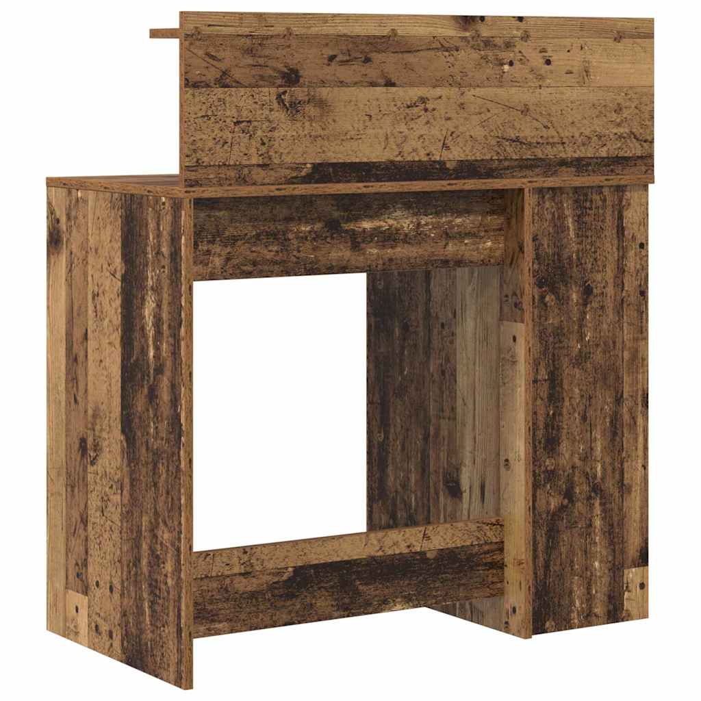 vidaXL Desk with Shelf Old Wood 90 x 48 x 101.5 cm Engineered Wood
