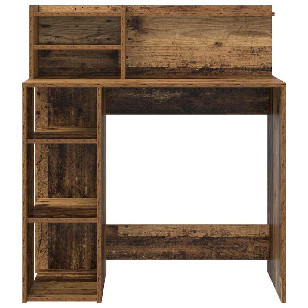 vidaXL Desk with Shelf Old Wood 90 x 48 x 101.5 cm Engineered Wood