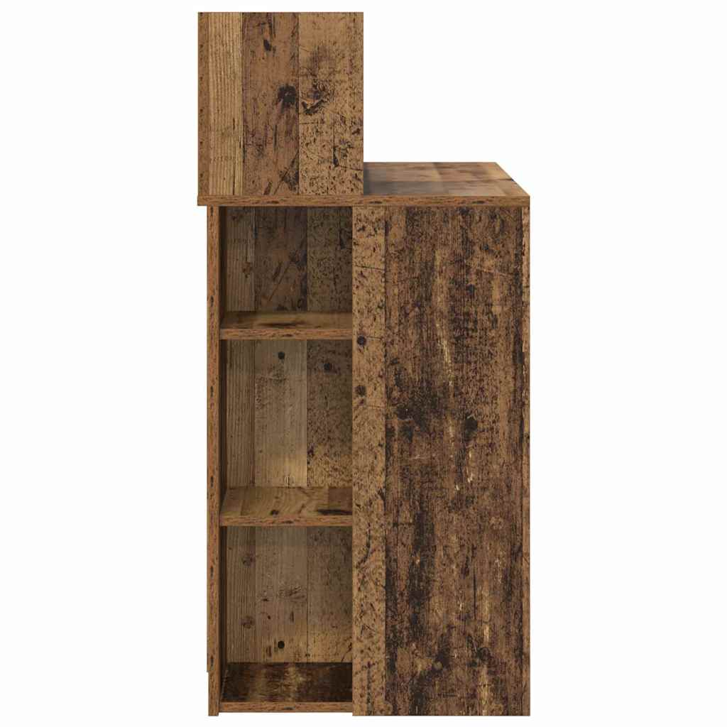 vidaXL Desk with Shelf Old Wood 90 x 48 x 101.5 cm Engineered Wood